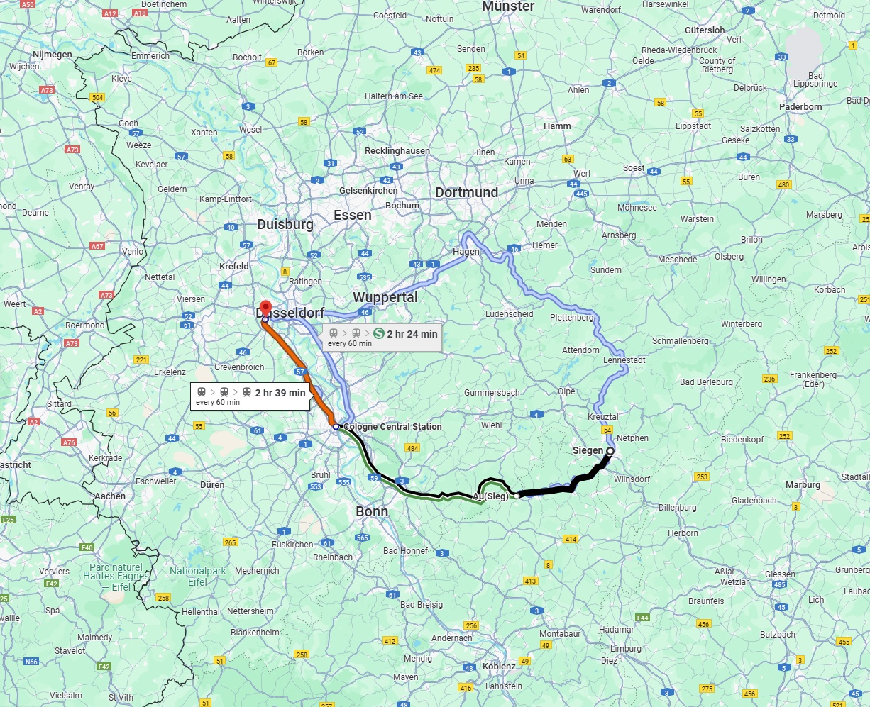 Anreise von Siegen Zu Neuss Über 