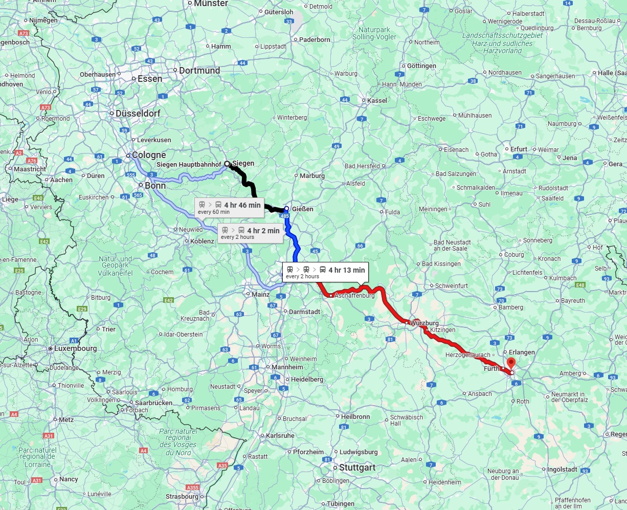 Anreise von Siegen Zu Nürnberg Über 