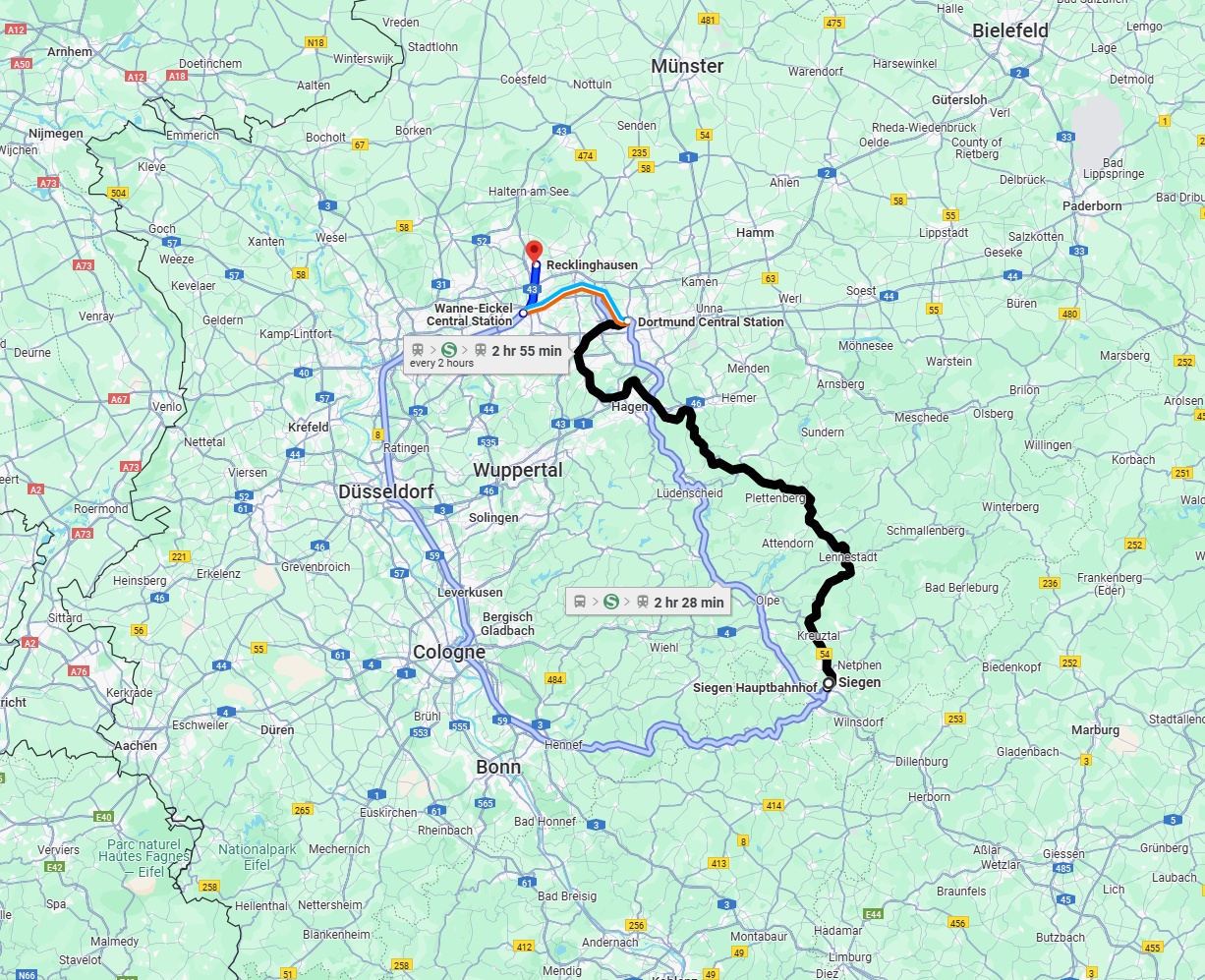 Anreise von Siegen Zu Recklinghausen Über 