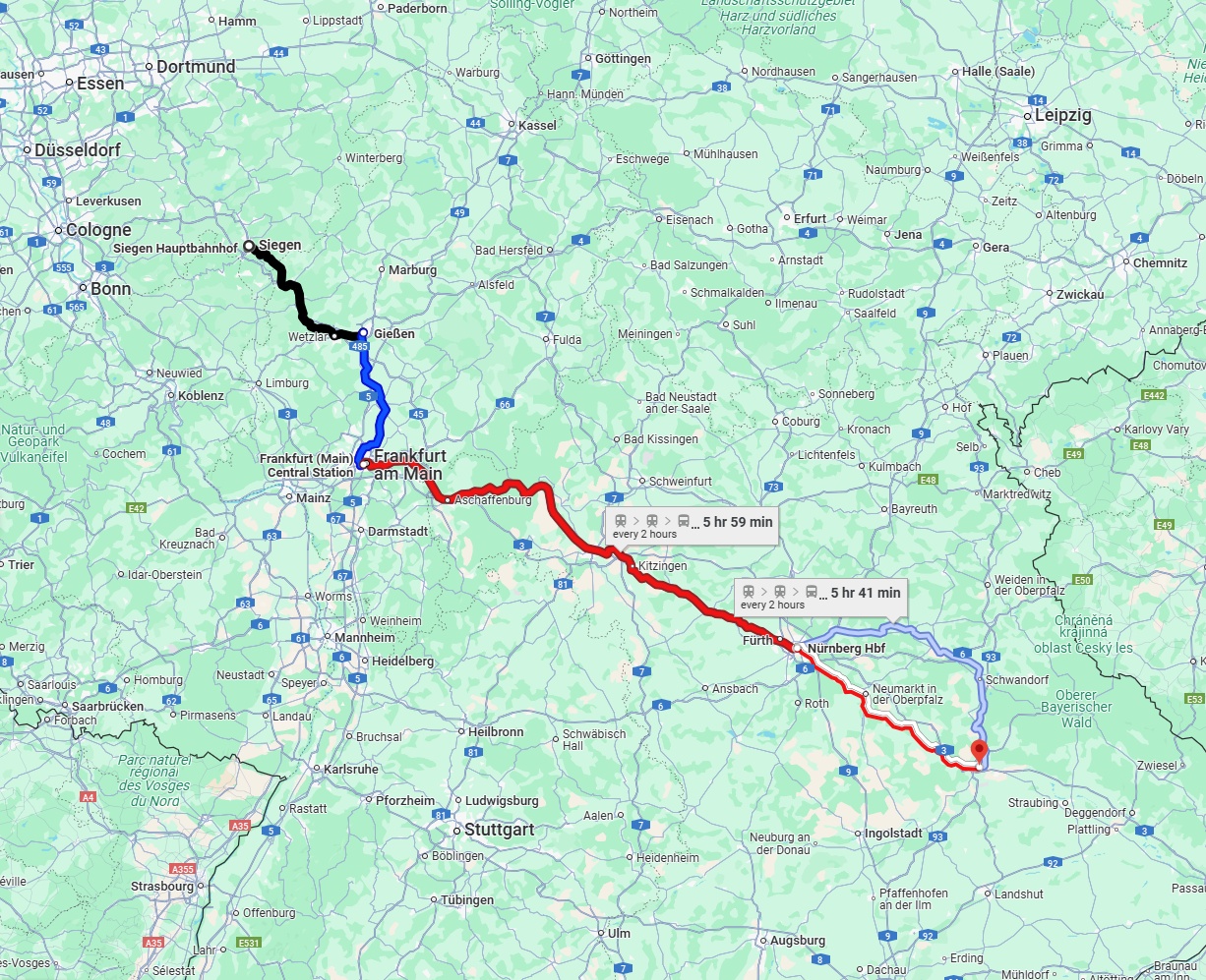 Anreise von Siegen Zu Regensburg Über 