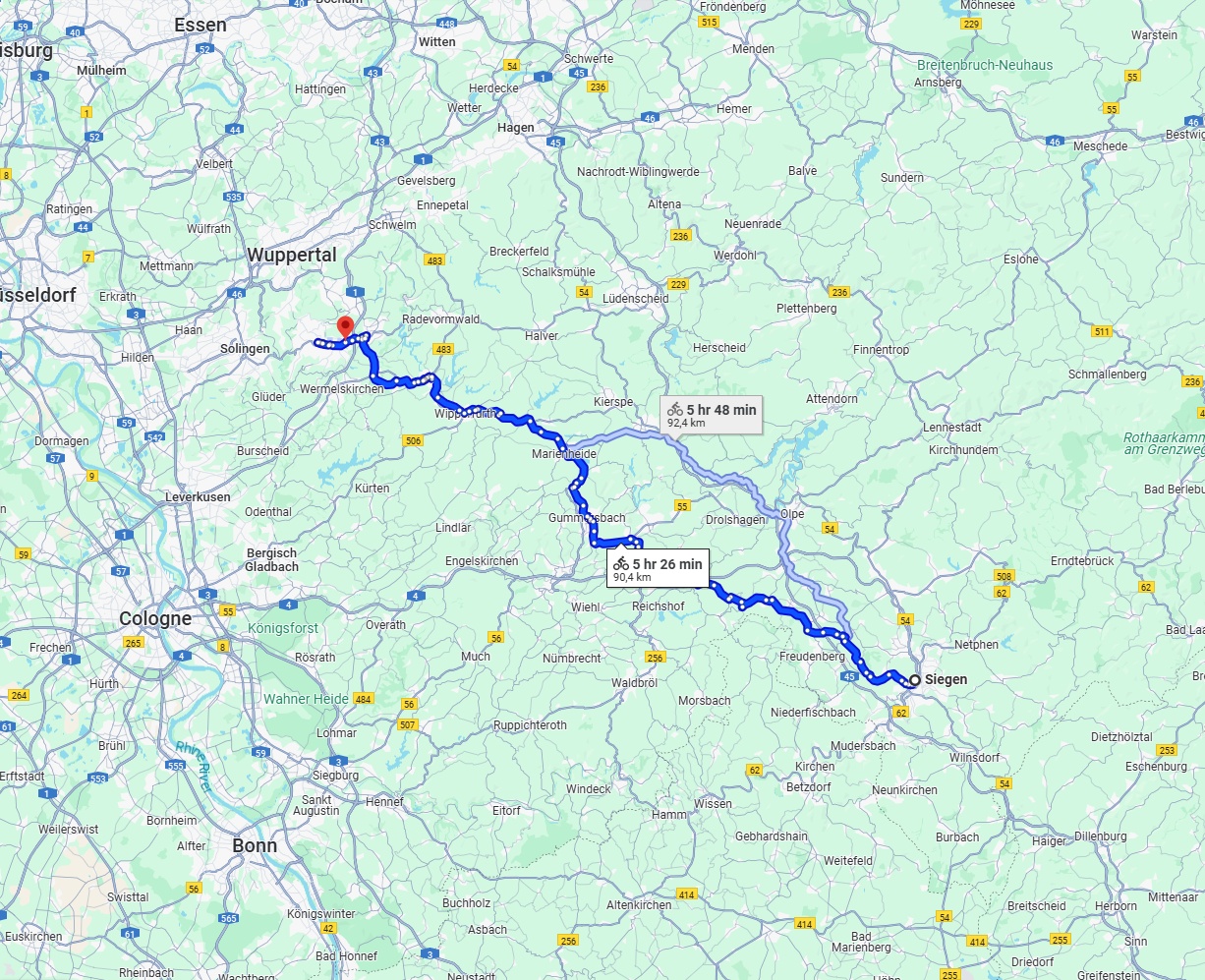 Anreise von Siegen Zu Remscheid Über 
