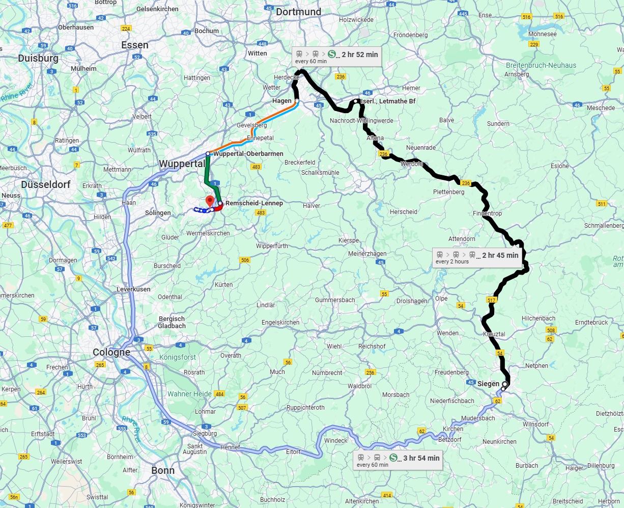 Anreise von Siegen Zu Remscheid Über 