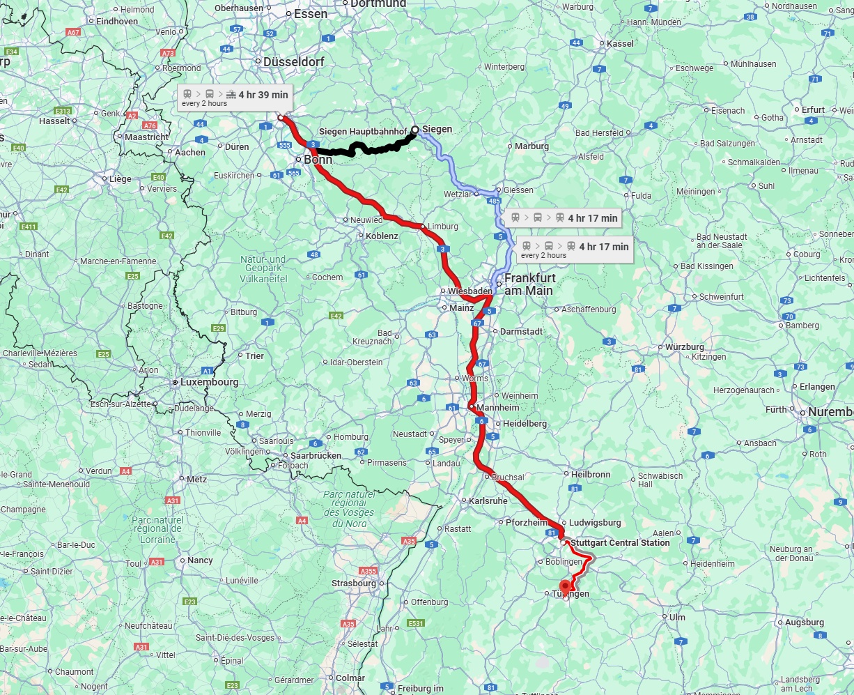 Anreise von Siegen Zu Reutlingen Über 