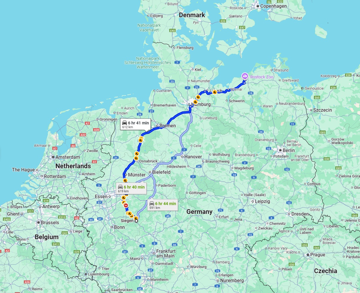 Anreise von Siegen Zu Rostock Über via A1