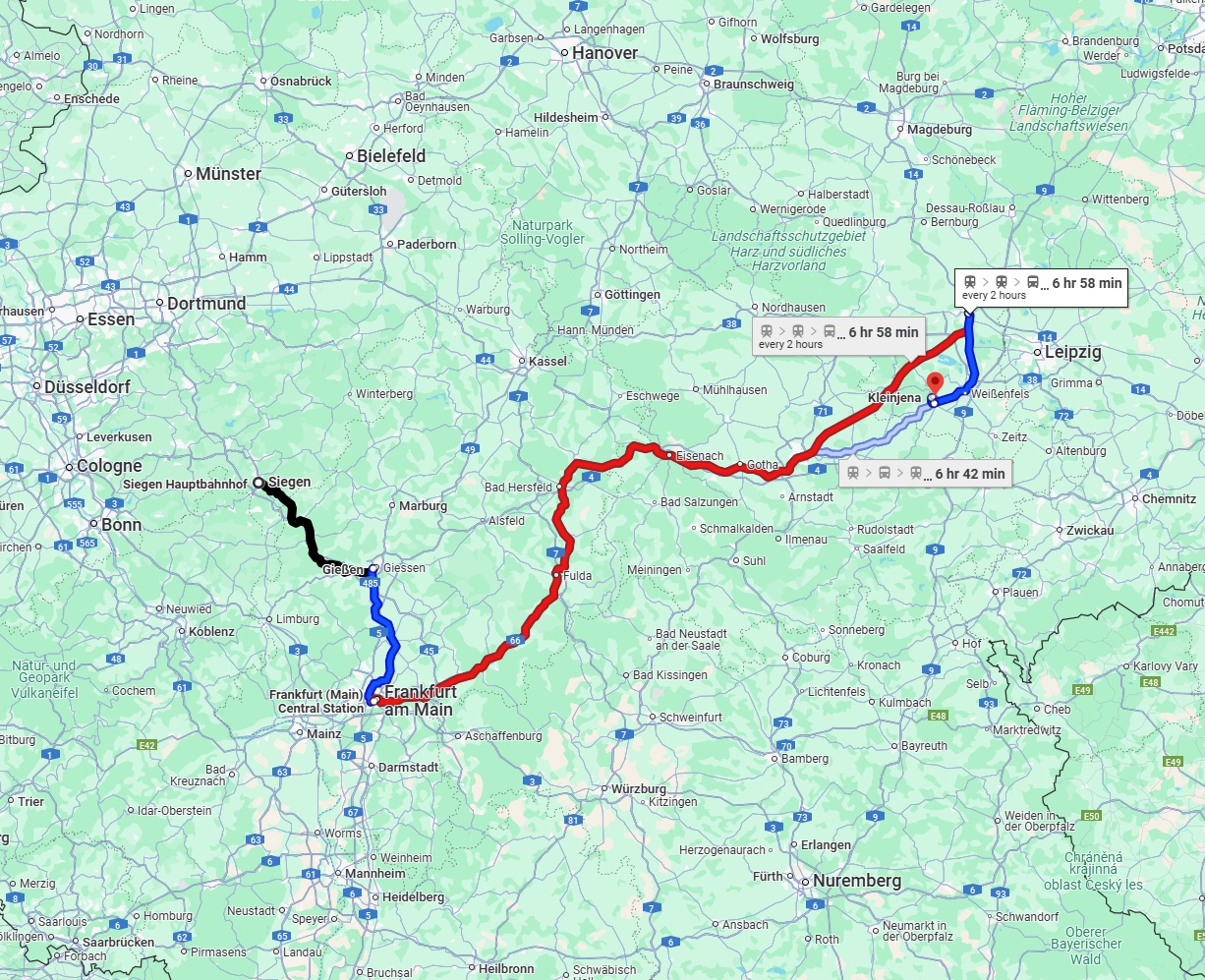 Anreise von Siegen Zu Saale Über 