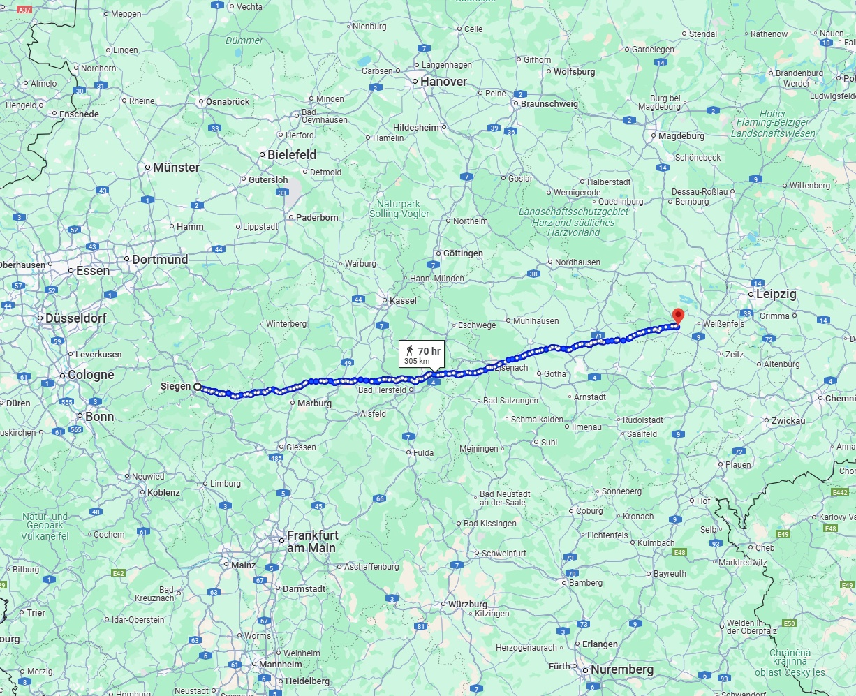 Anreise von Siegen Zu Saale Über 