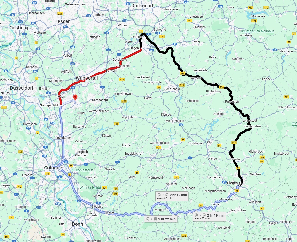Anreise von Siegen Zu Solingen Über 