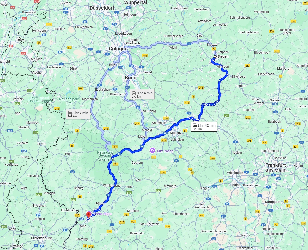 Anreise von Siegen Zu Trier Über via A48