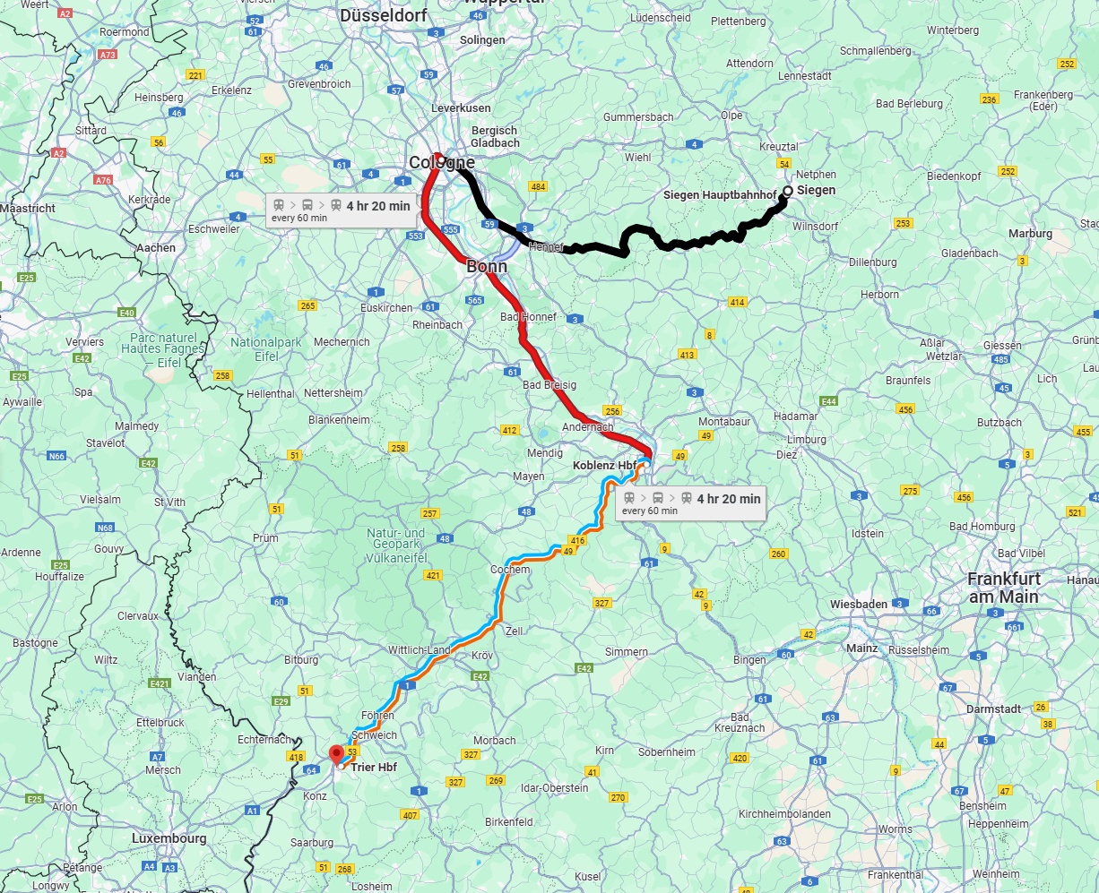 Anreise von Siegen Zu Trier Über 