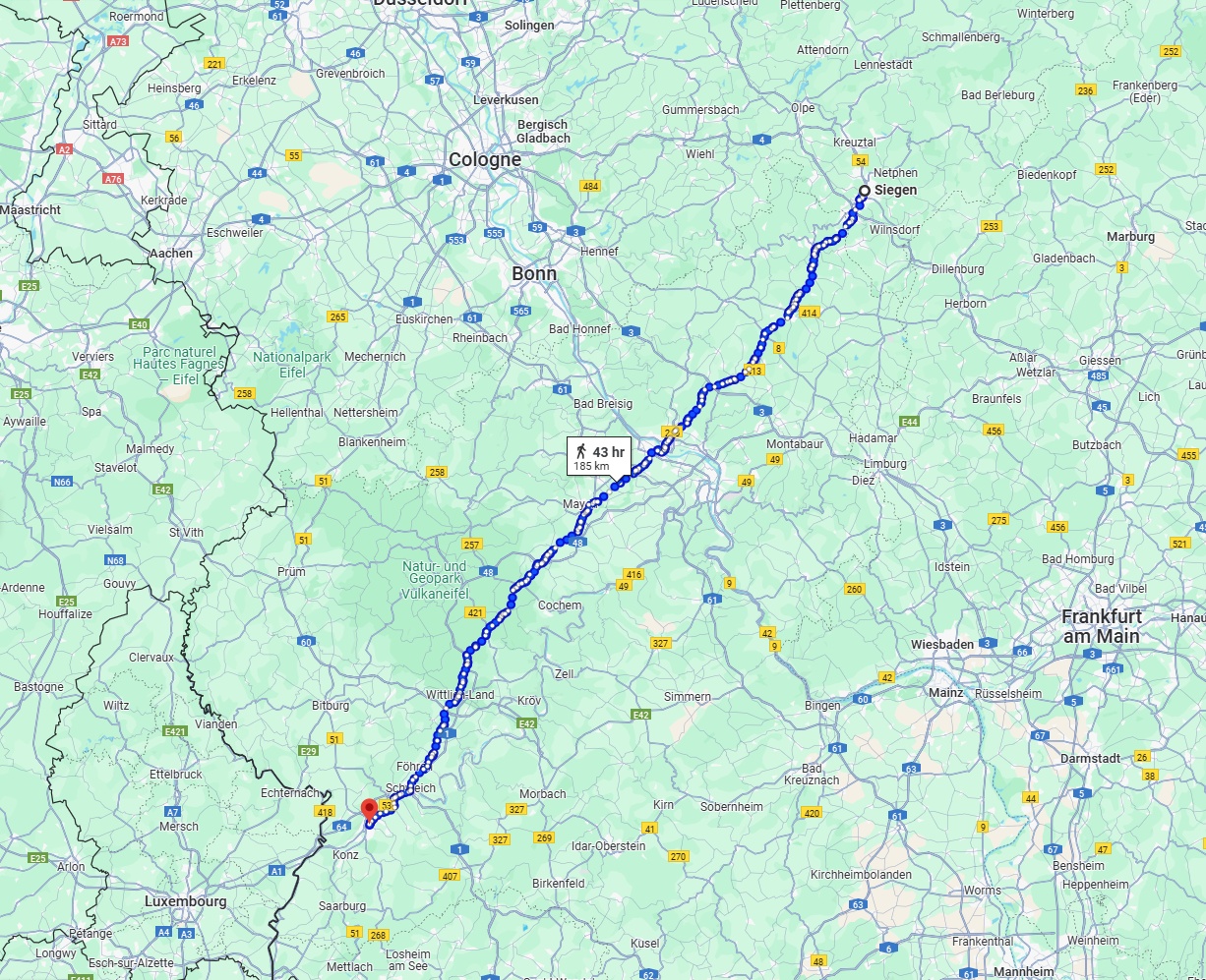Anreise von Siegen Zu Trier Über 