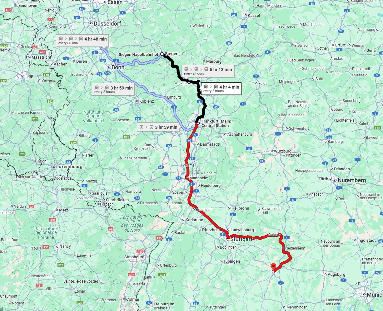 Anreise von Siegen Zu Ulm Über 