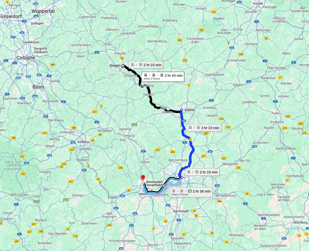 Anreise von Siegen Zu Wiesbaden Über 