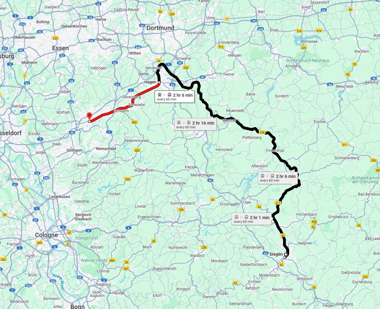 Anreise von Siegen Zu Wuppertal Über 