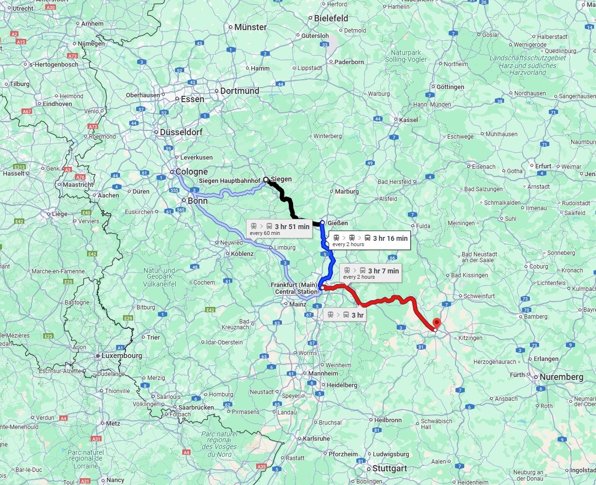 Anreise von Siegen Zu Würzburg Über 