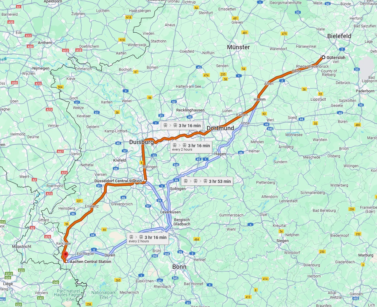 Anreise von Gütersloh Zu Aachen Über 