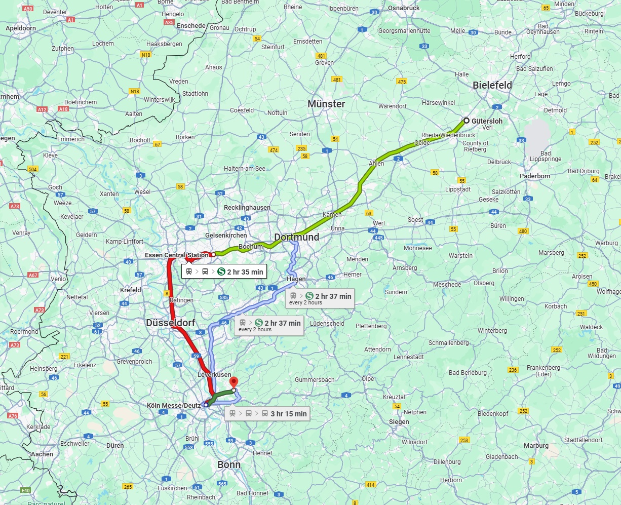 Anreise von Gütersloh Zu Bergisch Gladbach Über 