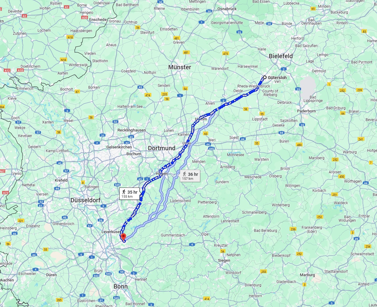 Anreise von Gütersloh Zu Bergisch Gladbach Über 