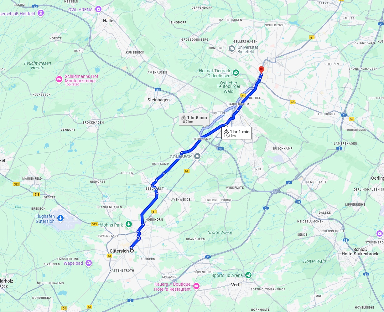 Anreise von Gütersloh Zu Bielefeld Über 