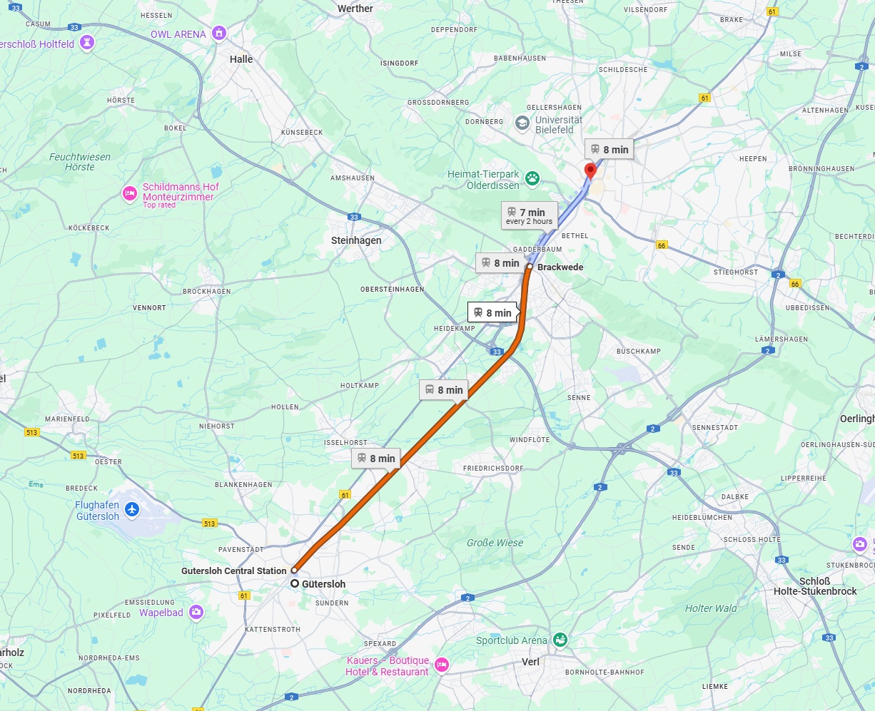 Anreise von Gütersloh Zu Bielefeld Über 