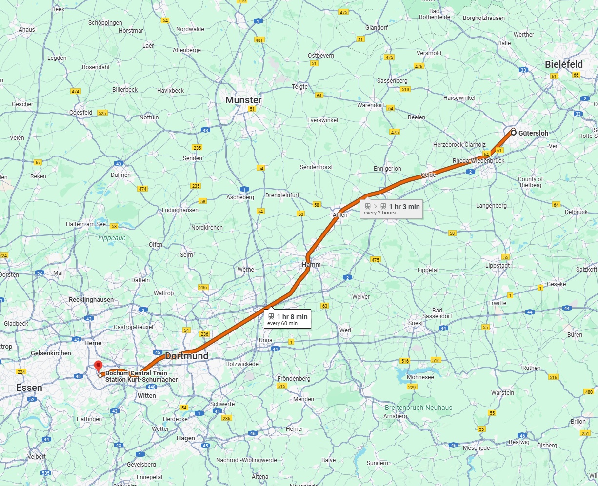 Anreise von Gütersloh Zu Bochum Über 