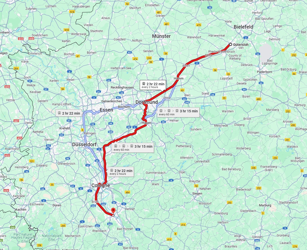 Anreise von Gütersloh Zu Bonn Über 