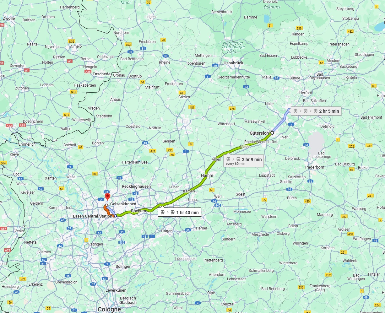 Anreise von Gütersloh Zu Bottrop Über 