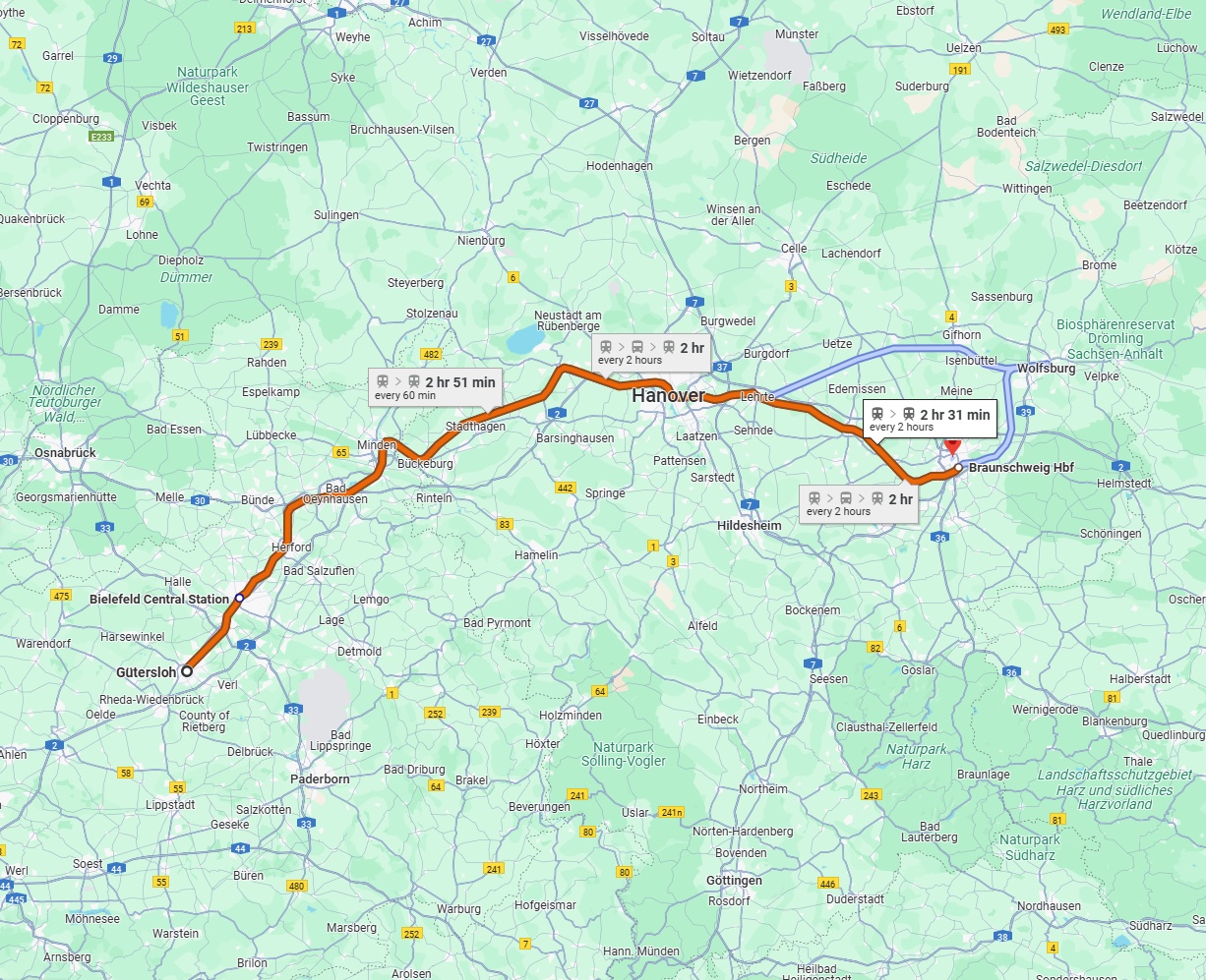 Anreise von Gütersloh Zu Braunschweig Über 
