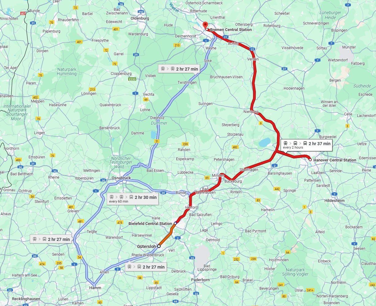 Anreise von Gütersloh Zu Bremen Über 