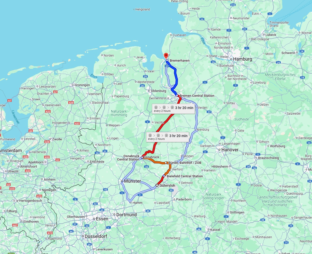 Anreise von Gütersloh Zu Bremerhaven Über 