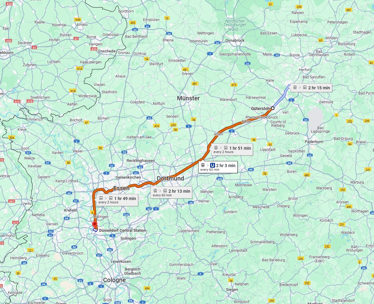 Anreise von Gütersloh Zu Düsseldorf Über 