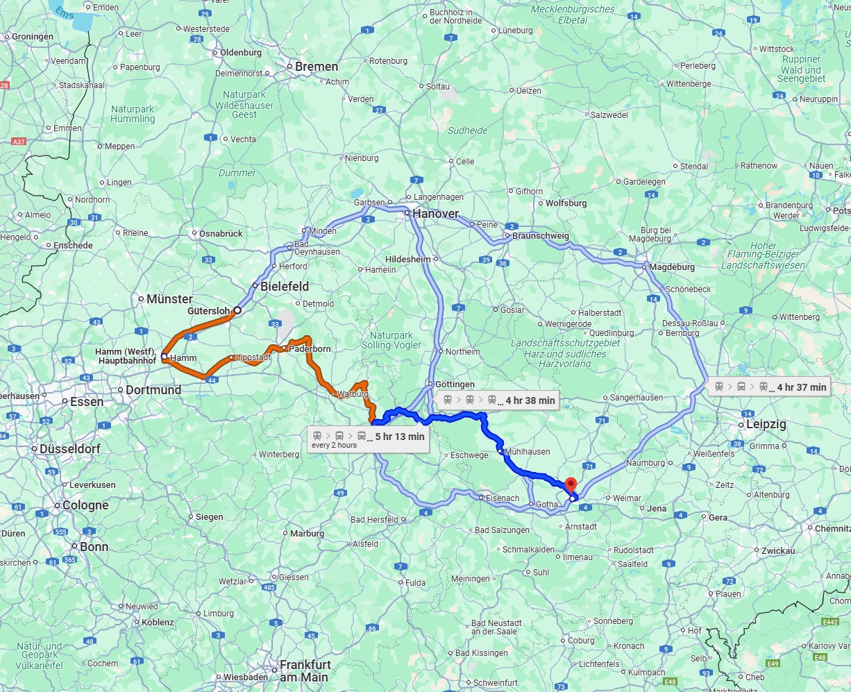 Anreise von Gütersloh Zu Erfurt Über 