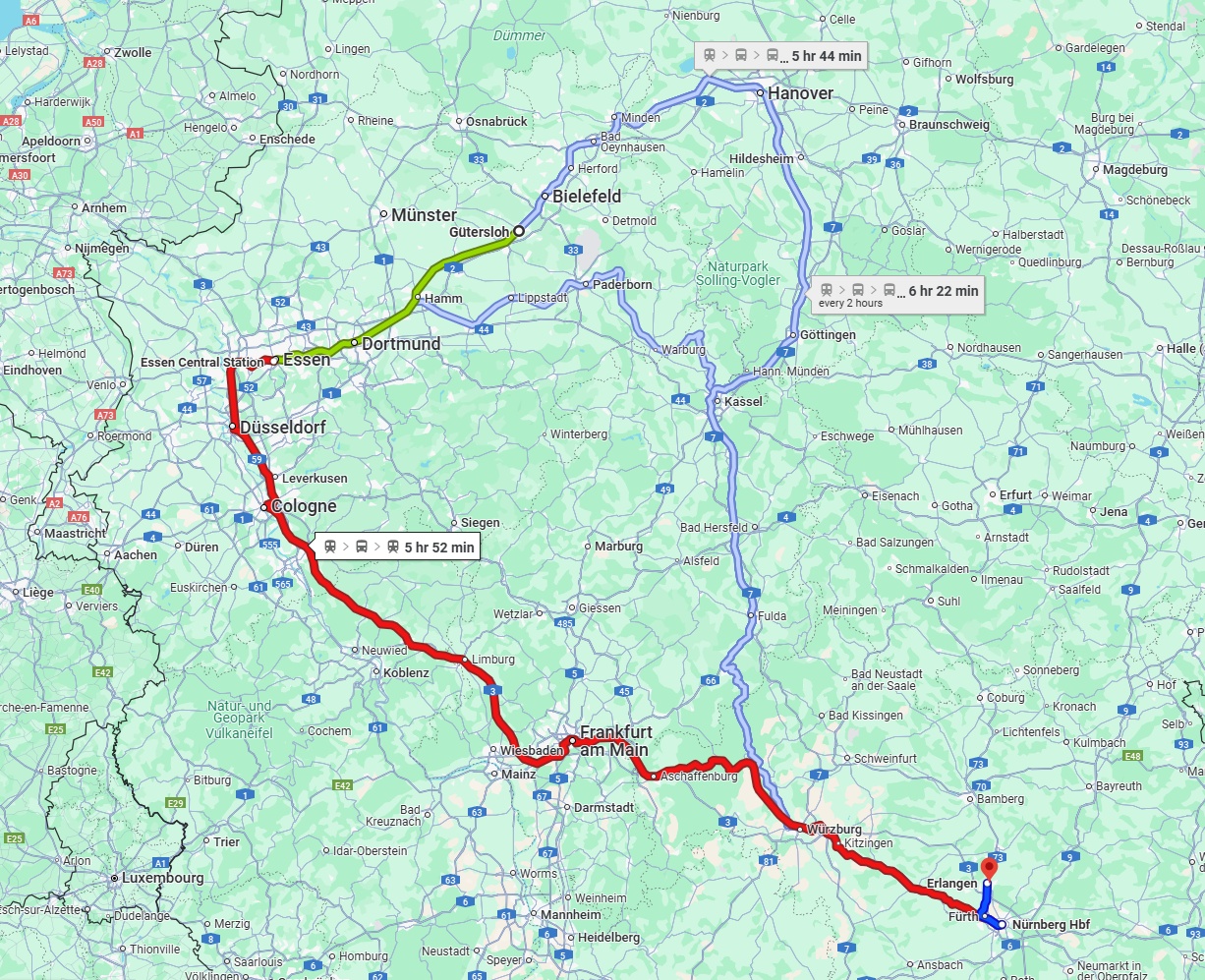 Anreise von Gütersloh Zu Erlangen Über 