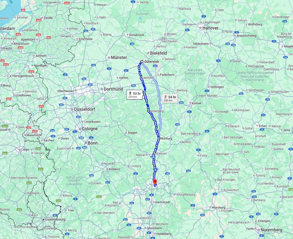 Anreise von Gütersloh Zu Frankfurt am Main Über 
