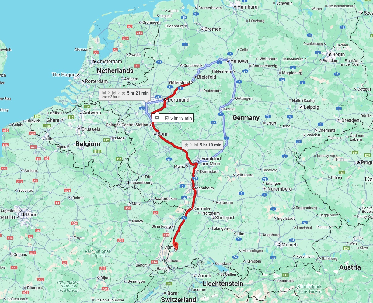 Anreise von Gütersloh Zu Freiburg im Breisgau Über 