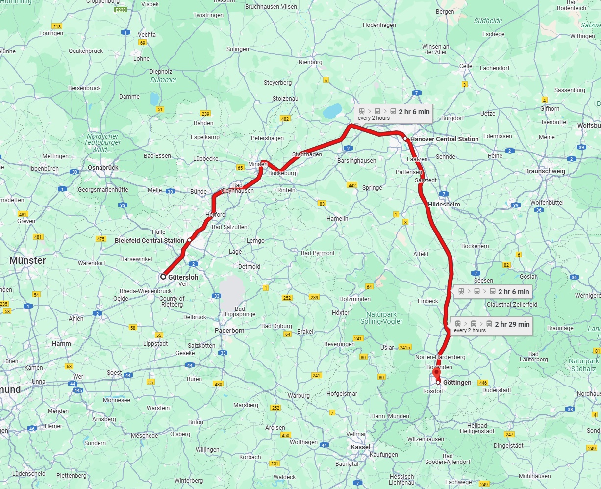 Anreise von Gütersloh Zu Göttingen Über 