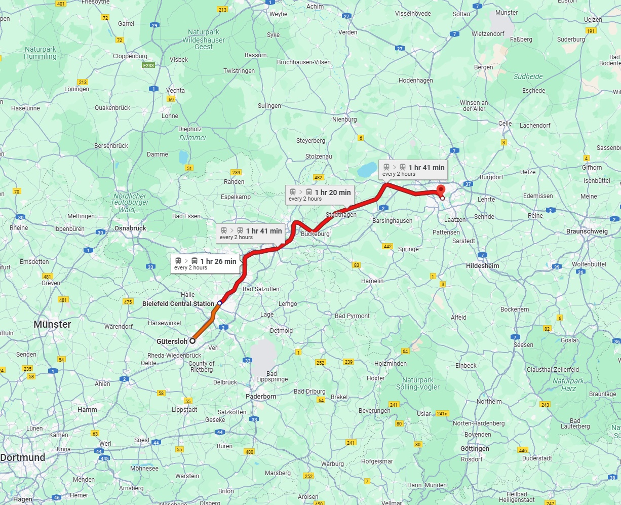 Anreise von Gütersloh Zu Hannover Über 