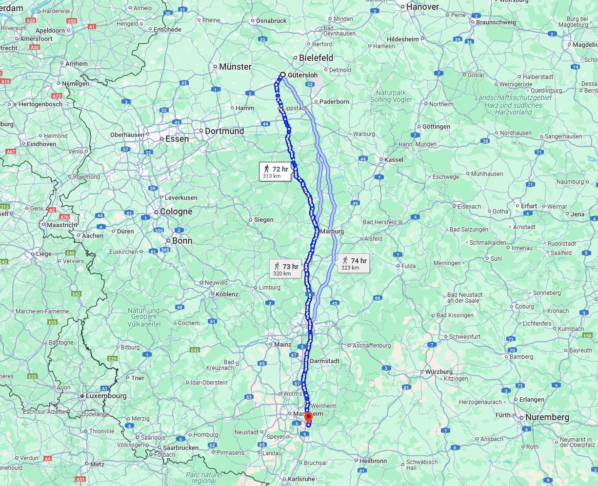 Anreise von Gütersloh Zu Heidelberg Über 