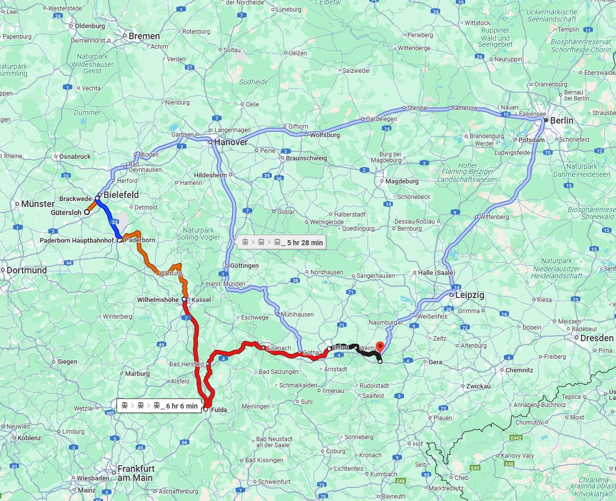 Anreise von Gütersloh Zu Jena Über 