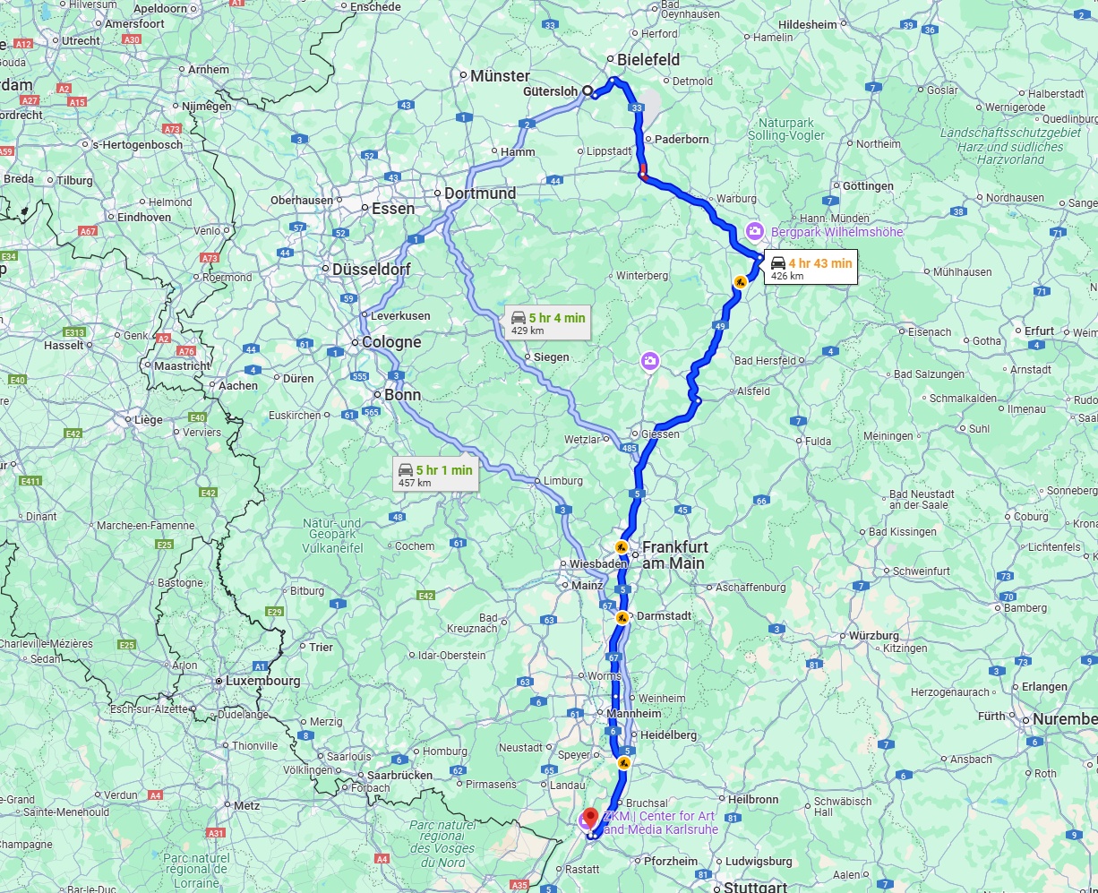 Anreise von Gütersloh Zu Karlsruhe Über via A5