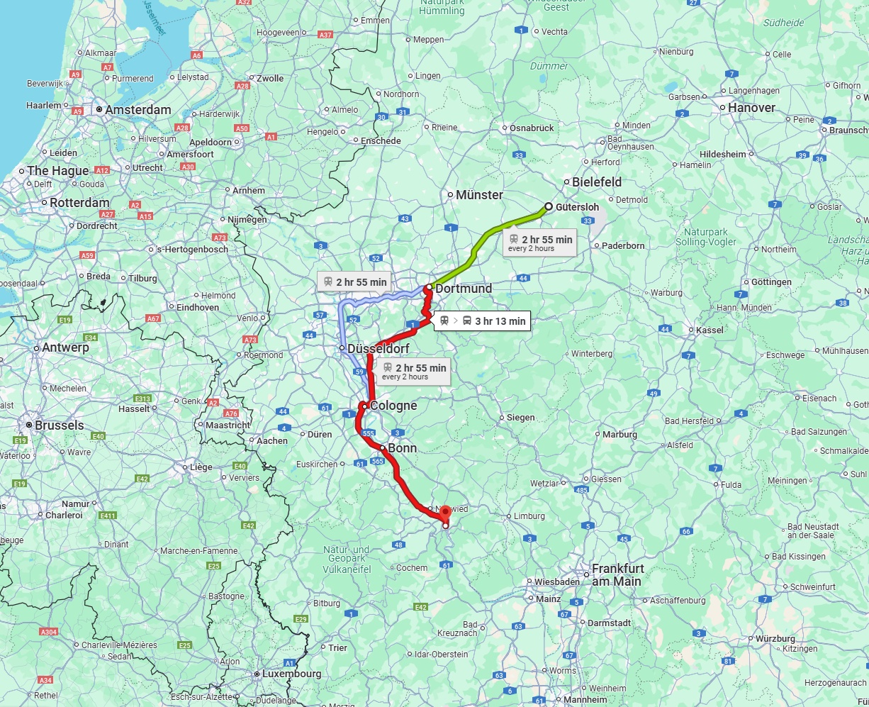 Anreise von Gütersloh Zu Koblenz Über 