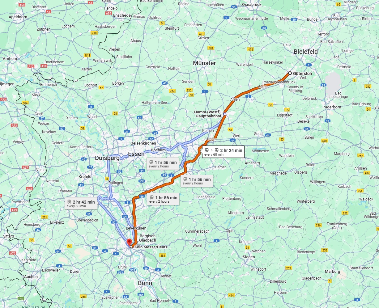 Anreise von Gütersloh Zu Köln Über 