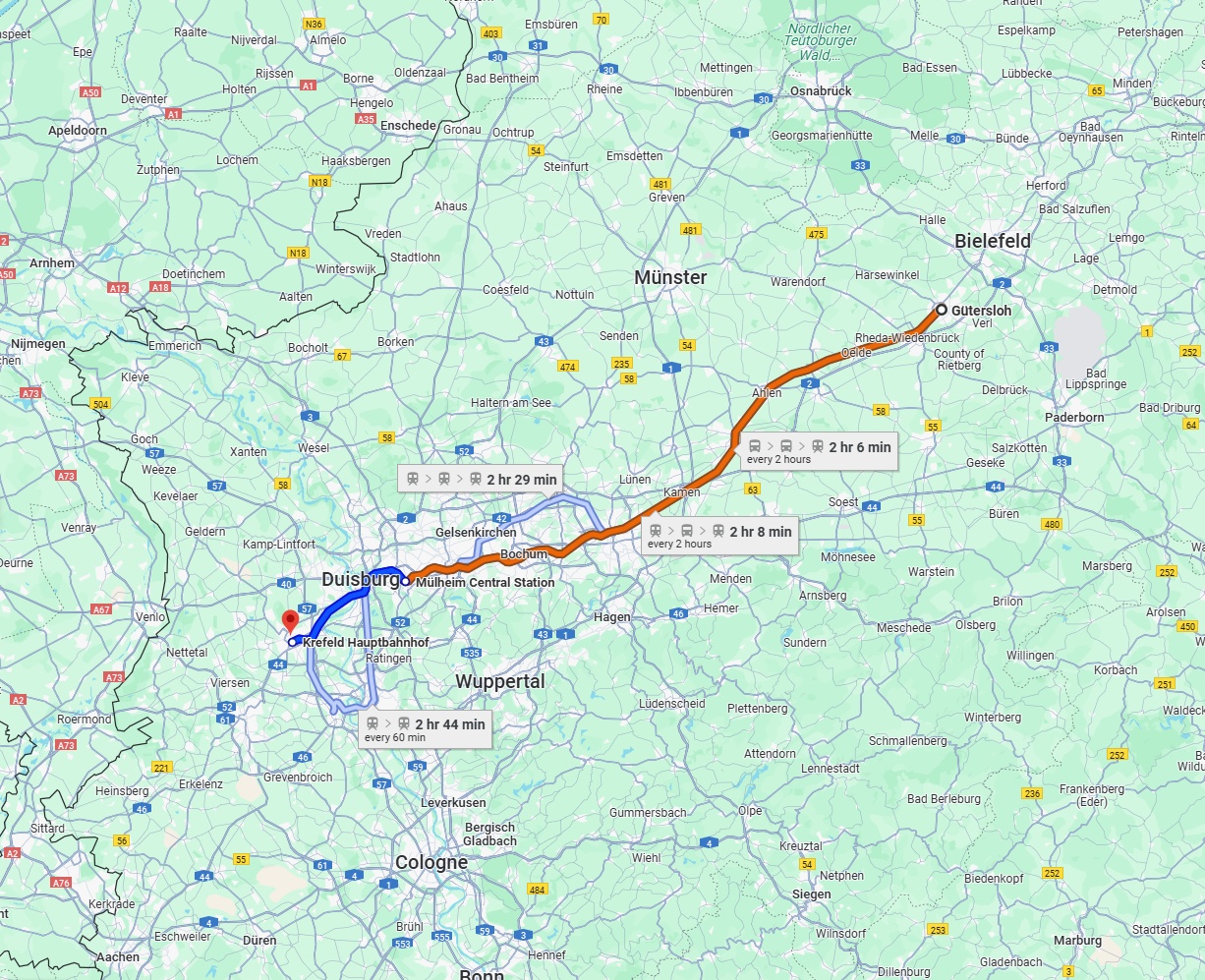 Anreise von Gütersloh Zu Krefeld Über 