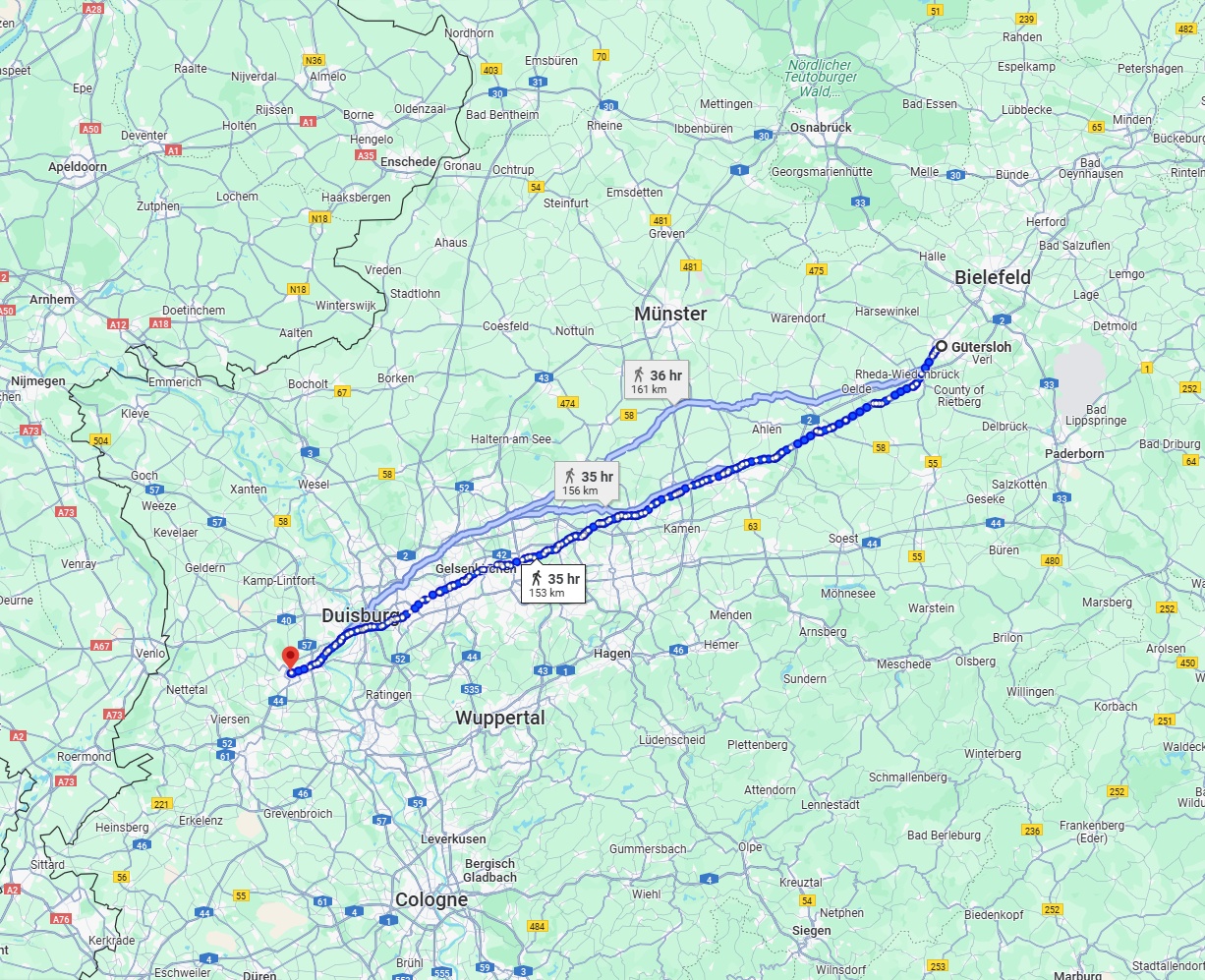 Anreise von Gütersloh Zu Krefeld Über 