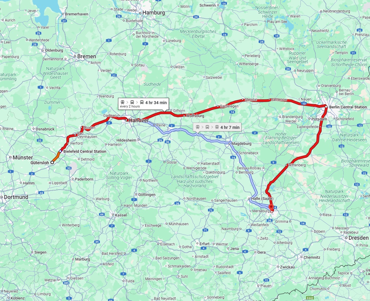Anreise von Gütersloh Zu Leipzig Über 