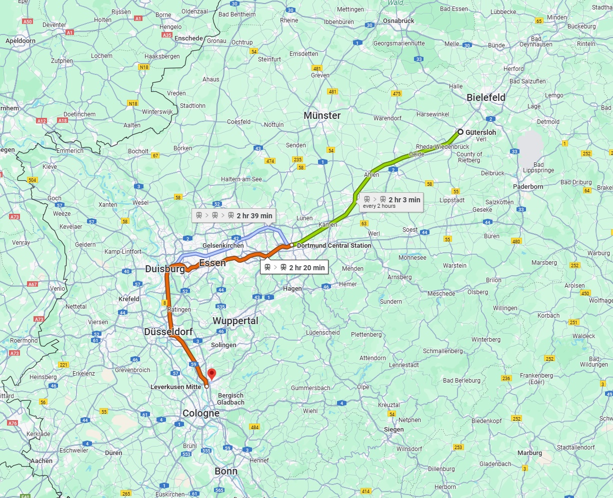 Anreise von Gütersloh Zu Leverkusen Über 