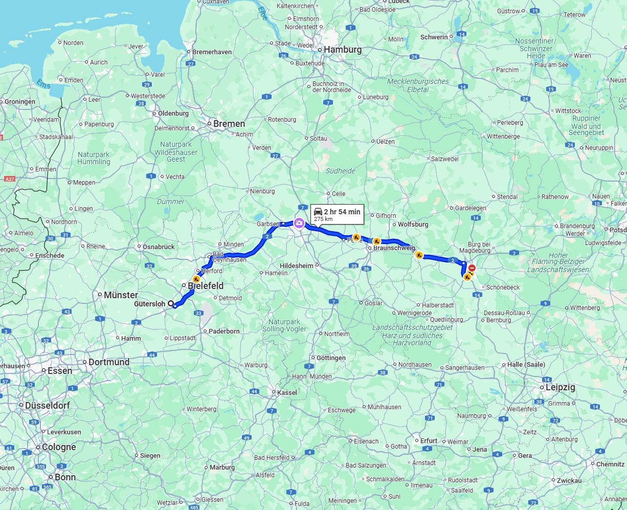 Anreise von Gütersloh Zu Magdeburg Über via A2