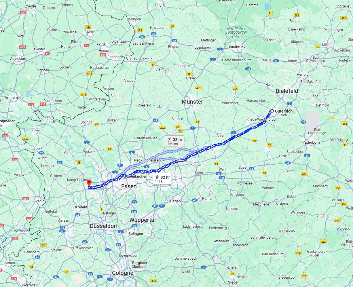 Anreise von Gütersloh Zu Moers Über 