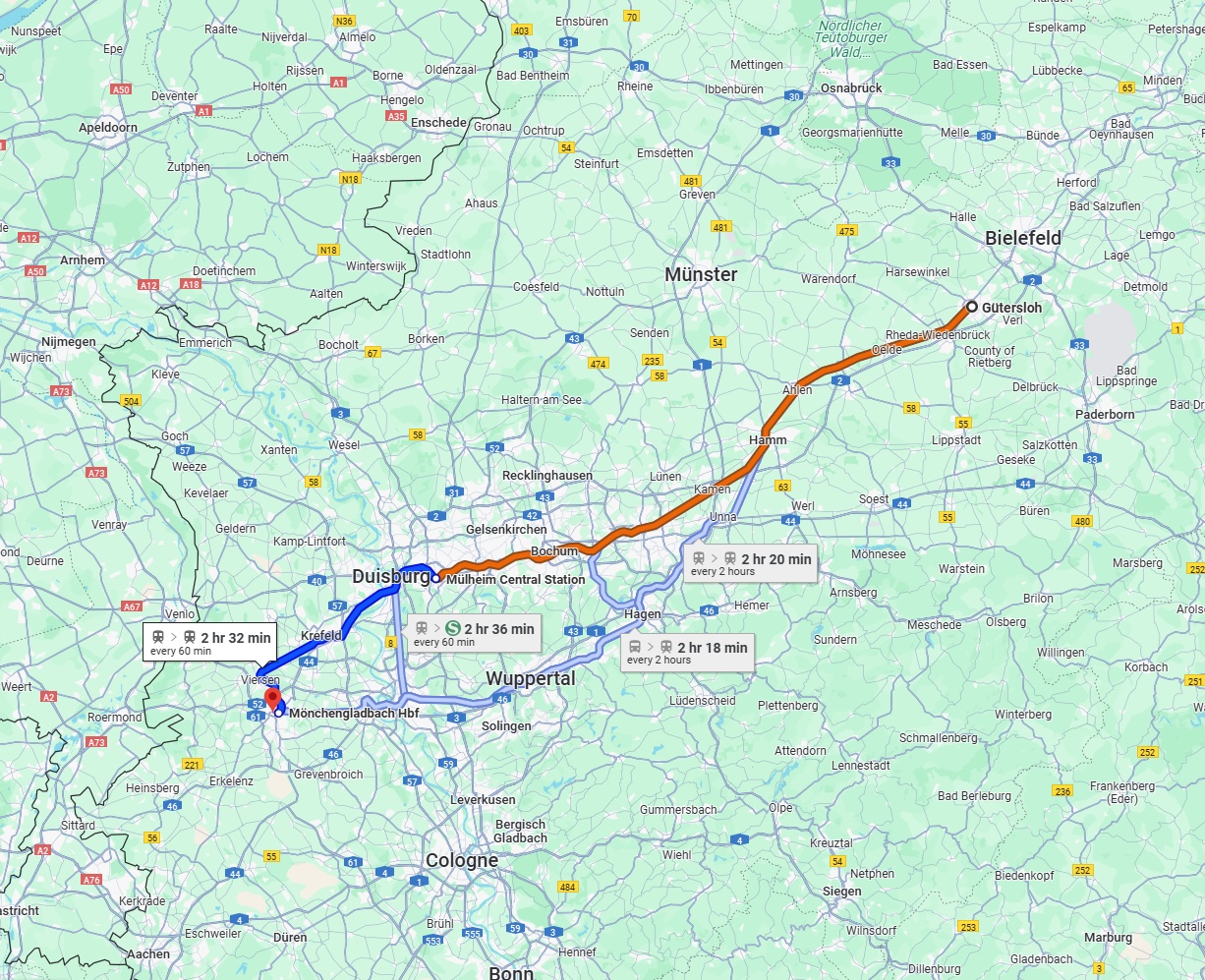 Anreise von Gütersloh Zu Mönchengladbach Über 