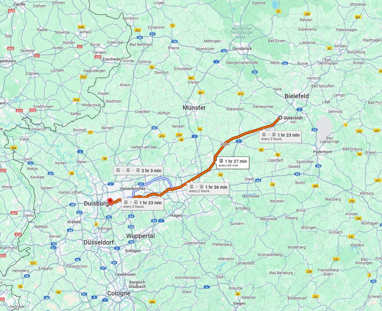 Anreise von Gütersloh Zu Mülheim an der Ruhr Über 
