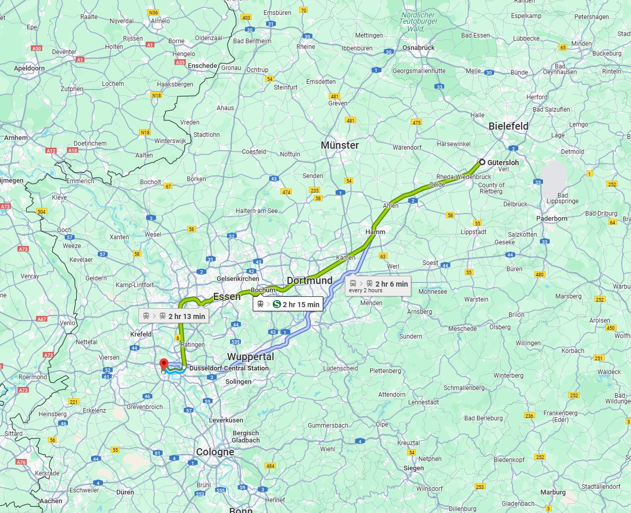 Anreise von Gütersloh Zu Neuss Über 